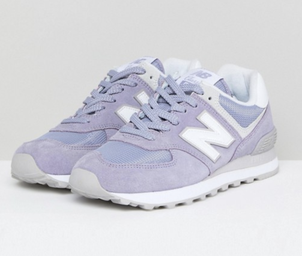 New Balance 574 Suede Trainers in Lilac