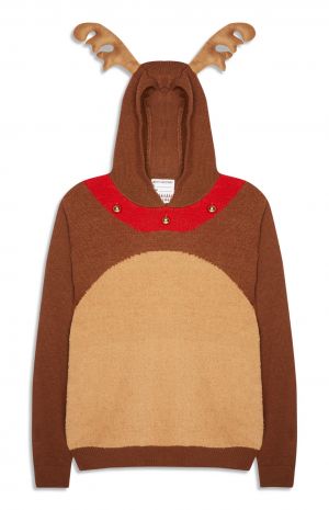 Primark Reindeer Bell Hooded Christmas Jumper