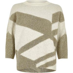 River Island Gold Tinsel Knit Christmas Jumper