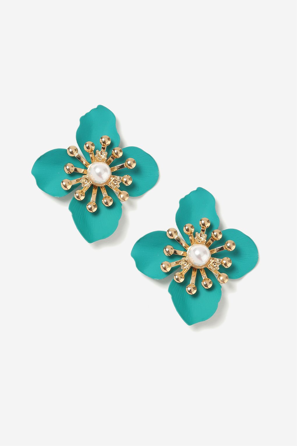 Turquoise Matte Flower Stud Earrings £8