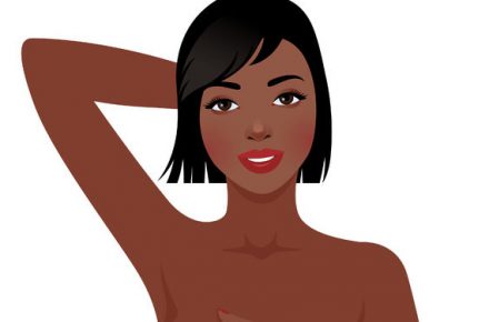 Do you know how to spot the signs of breast cancer? - 62794301 - african woman doing self exam breast cancer isolated on white background