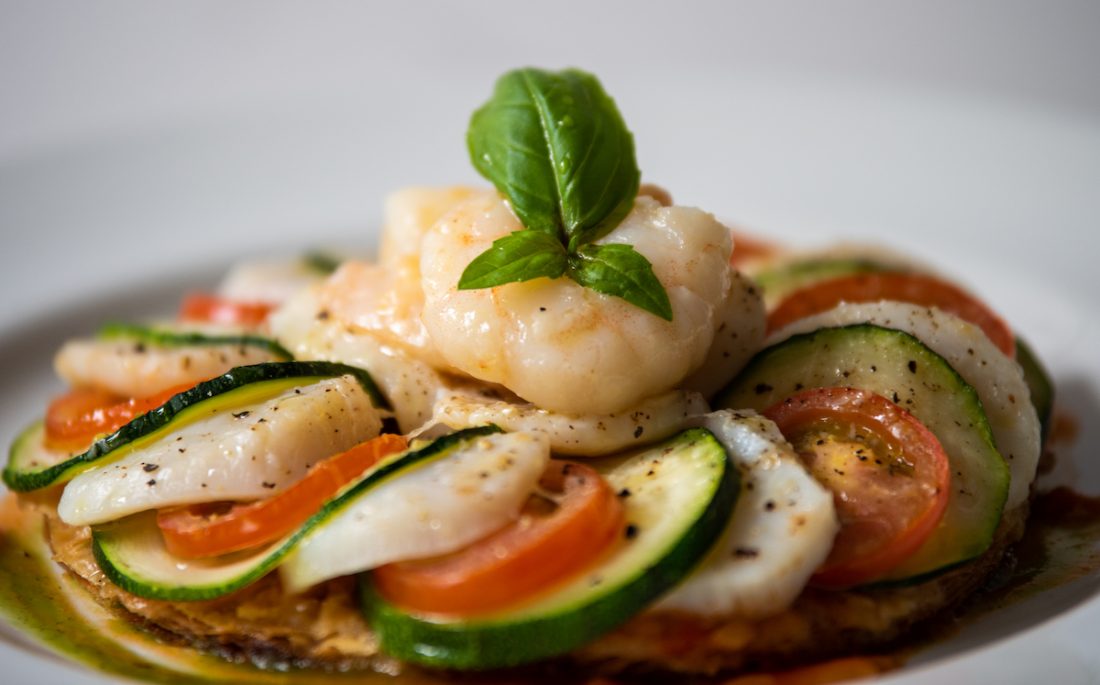 Galette of scallops and courgettes