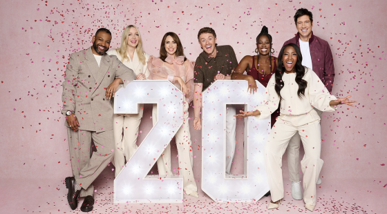 The One Show 20 years anniversary - (L-R) JB Gill, Lauren Laverne, Alex Jones, Roman Kemp, Clara Amfo, Angellica Bell and Vernon Kay (Image: BBC/Elisabeth Hoff)